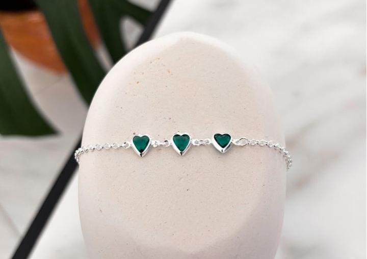 Pulseira 3 corações verde