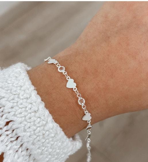 Pulseira Corações + Cristais